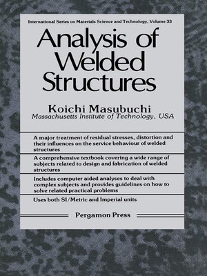 cover image of Analysis of Welded Structures
